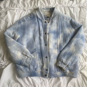 Blue and White Cloudy Plush Jacket